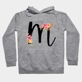 Letter M With Watercolor Floral Wreath Hoodie